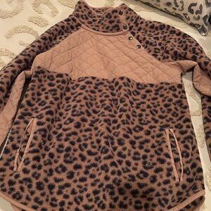 Abercrombie & Fitch Pink and Brown Leopard Teddy Jacket